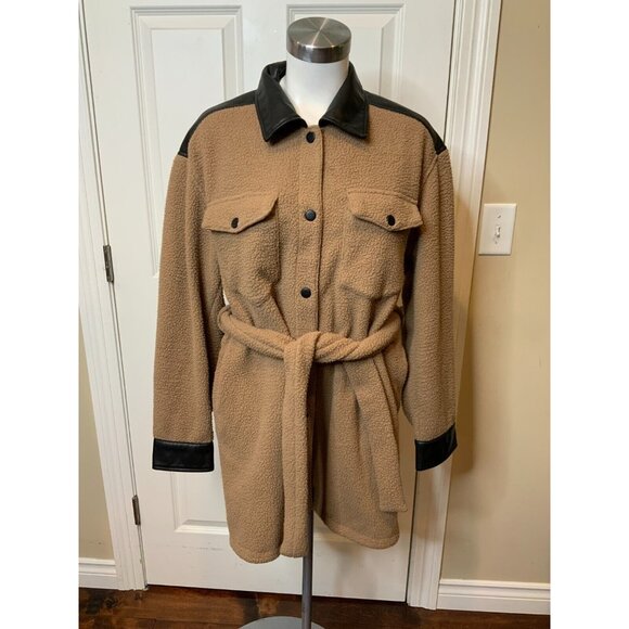 Lamarque Evereve Sesame Brown Zosia Belted Shacket NWT $220 Size M - Picture 4 of 8